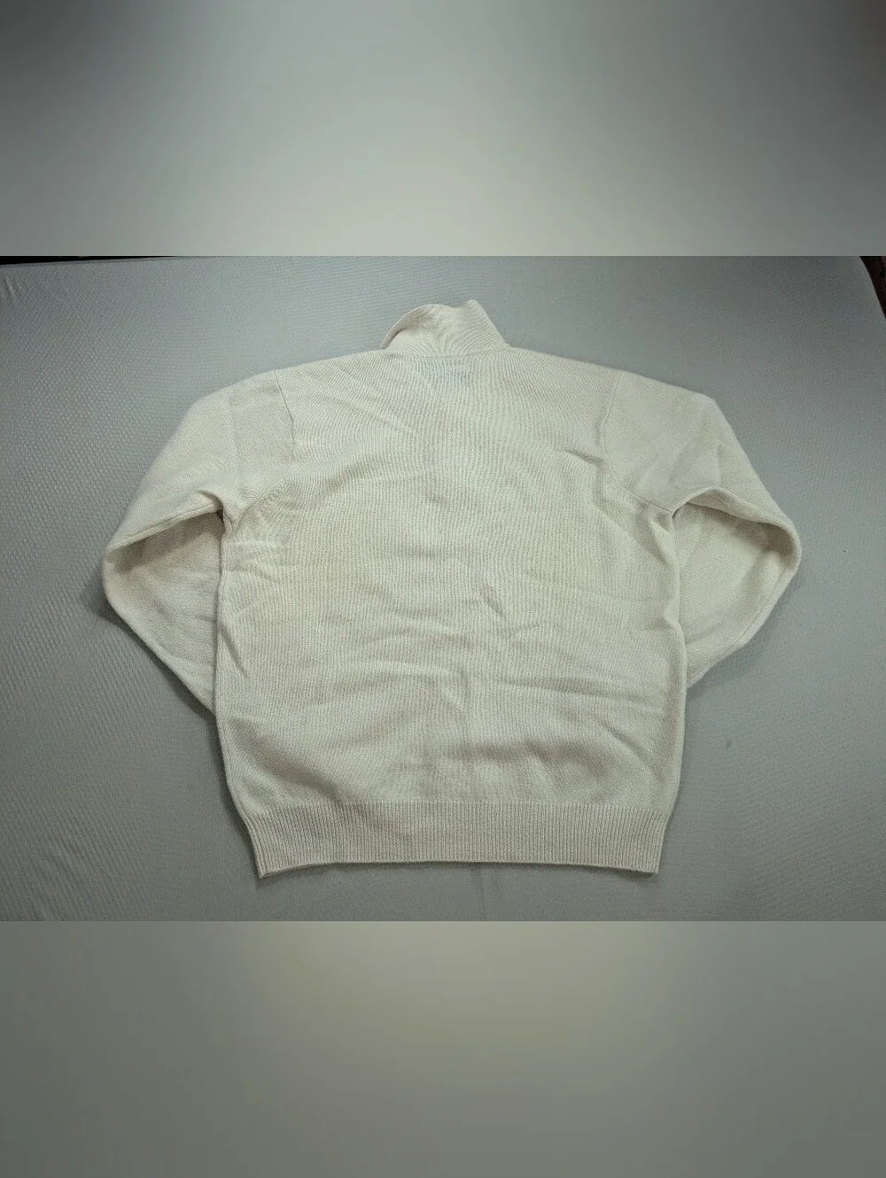 Vintage Polo Ralph Lauren 100% Lambswool  Collared Button Polo Sz M Cream Ivory